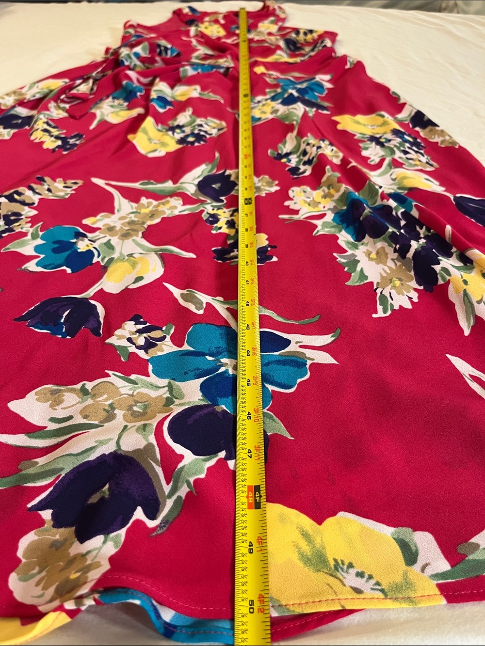Ralph Lauren Bright Fuchsia Floral Cross-Neck Midi Dress - Picture 6 of 14
